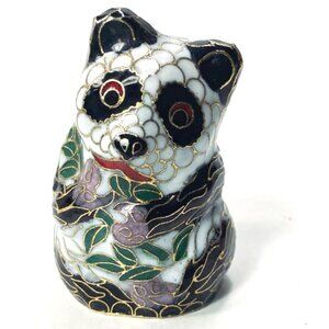 Chinese Cloisonné Enamel Miniature Panda Bear Figurine